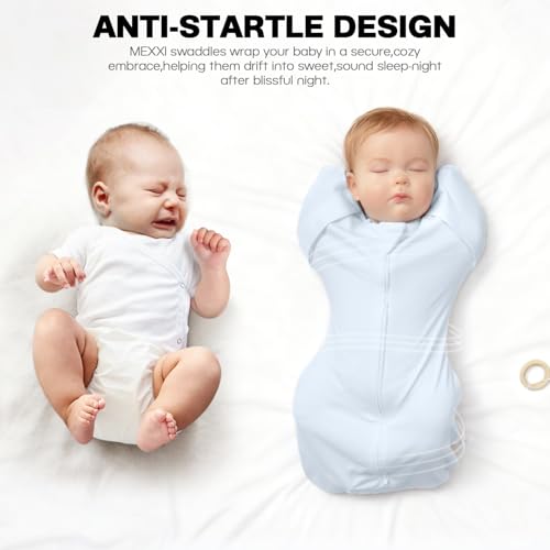 Image of MEXXI Baby Transitional Swaddle, 2 Pack Sleep Sack With Arms Up, 0.5 TOG