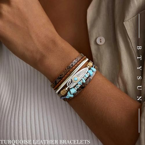 Image of Bracelets for Women, Gifts for Mom Her Christmas Gift 2026 Leather Bracelets for Women Birthday Gift for Daughter Inspirational Wrap Bracelet Sister Friend Teen Girl Gift Layered Stocking Stuffers Jewelry