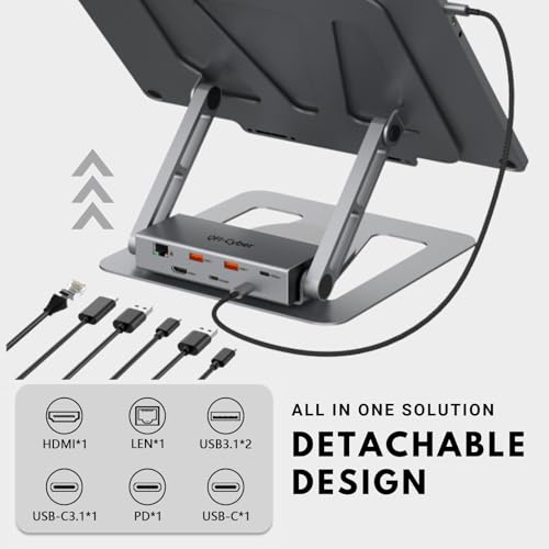 Soporte de laptop para evitar dolor de cuello con hub USB C 2
