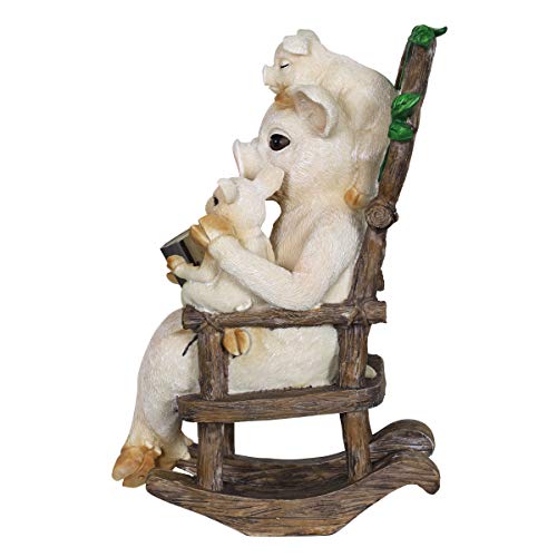 Exhart Solar Pig Family Reading a Book on a Rocking Chair Garden Statue - Bookworm Pigs Mini Figurine w/Solar LED Lights, Pig Decor, Booklovers Pig Statue, Pig Decorations, 6.3\" L x 8.9\" W x 12.2\" H - Thumbnail 6