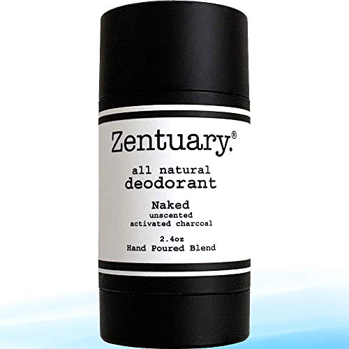 Zentuary Aluminum Free Natural Deodorant. Eliminates Nervous Stress Sweat Odor (Unscented w/Activated Charcoal) for Women, Men & Teens.