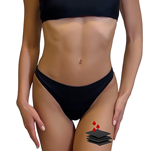 Leakproof Period Swim Bikini Bottoms – Mid Waisted Menstrual Swimwear for Teens & Women, Reusable for Pool & Beach