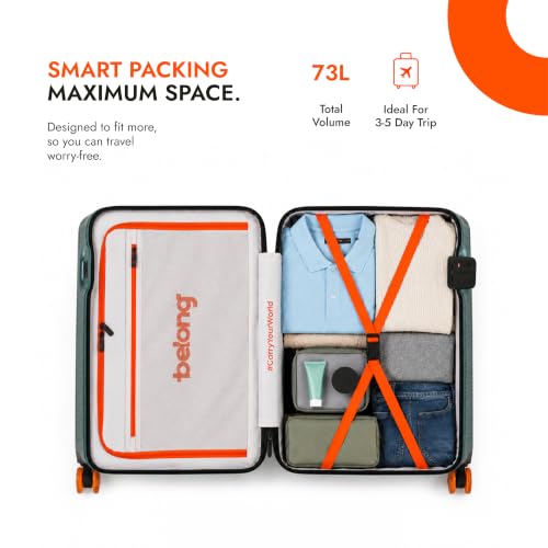 Image of Belong Cloud Medium Check-in Trolley Bag, 66 cm, Forest Green