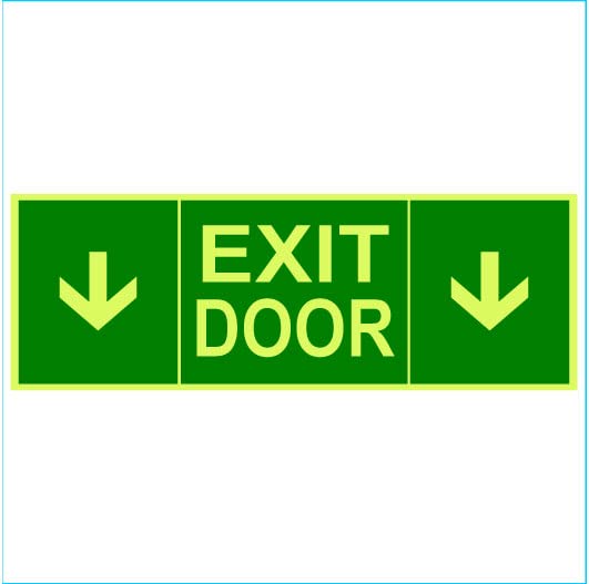 Exit door down arrow Glow sign emergency fire safety radium night light illuminations pvc waterproof sign Sticker
