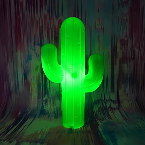 Image of 15.5-Inch Lighted Cactus Novelty Blow Mold Light - Indoor /Outdoor Display, Unique Yard Art with Plug-in Lights