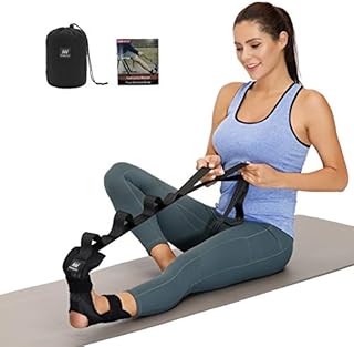 Foot and Calf Stretcher-Stretching Strap For Plantar Fasciitis , Heel Spurs, Foot Drop, Achilles Tendonitis & Hamstring. Yoga Foot & Leg Stretch Strap. (Black)