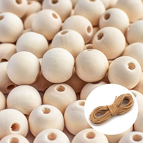 ecofynd 16mm, 75 Pieces Natural Wood Beads, Unfinished Loose Wood Beads for Craft Making, Home Décor, DIY Jwellery Making