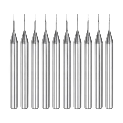 uxcell 10Pcs 0.3mm Carbide End Mill Engraving Milling Cutter CNC Router Bits for PCB Machine, 1/8" Shank