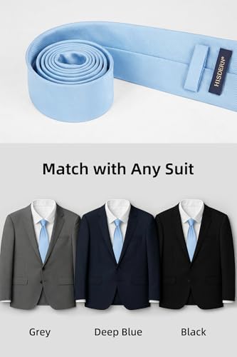 Image of HISDERN Mens Ties Solid Color Ties for Men Formal Necktie with Pocket Square Set Satin Silk Neck Tie Handkerchiefs Set