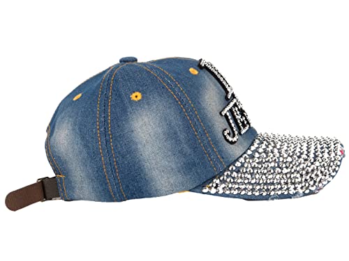 Gorra de béisbol con cristales y diseño patrón I Love Jesus para mujer miniatura 4