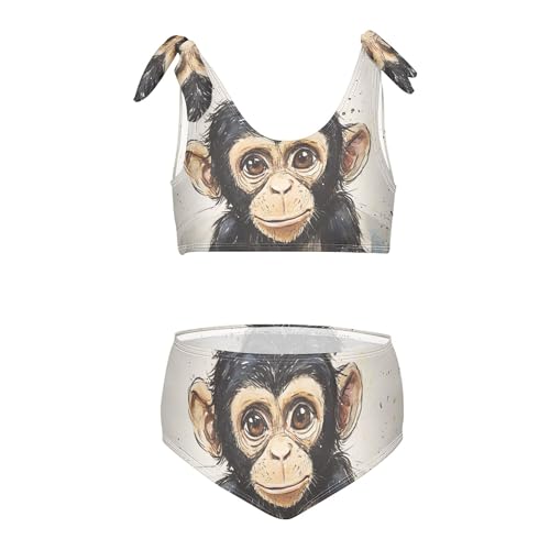 Monkey in Tub Paint Girls Bikini Sets 2 Piece Swimsuits Bathing Suit Swimwear