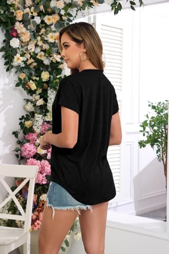Image of Womens Summer Short Sleeve Tops High Low Loose Casual Basic T-Shirt