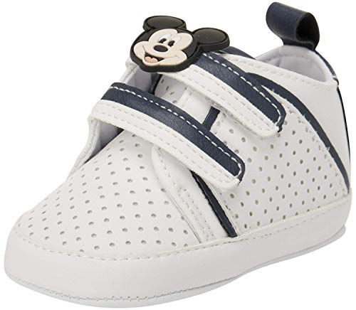 Disney Baby Boys Soft Sole Mickey Mouse Sneakers, White Mickey, Size 0-3 Months