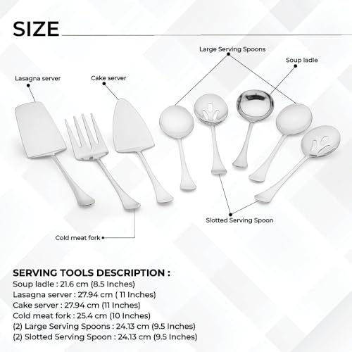 Avador® Premium Set of 8 Stainless Steel Hostess Serving Unitensil Tool Set for Weddings | Buffer | Party | Kitchen | Restaurants - Image 4