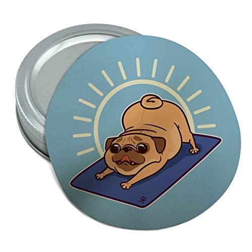 Downward Facing Dog Pug Doing Yoga Round Rubber Non-Slip Jar Gripper Lid Opener
