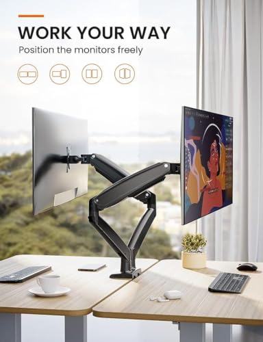 Image of ErGear Dual Monitor Desk Mount up to 40 inches Screens, Max 26.4lbs Capacity Each, Heavy Duty Ultrawide Monitor Arm with USB Ports, Height Adjustable Monitor Stand, VESA 75x75mm or 100x100mm, Black