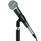 Karaoke Microphone Set by Dolphin, MCX30 Handheld Dynamic Vocal Microphone for Speaker, Detachable 14ft XLR Cable, Mic Stand Clip, and Carry Case