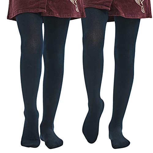 MANZI Girls Opaque Tights 400 Denier Fleece Lined Tights(Pack of 2)