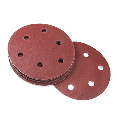 Utoolmart ディスクペーパー サンダー サンディングディスク サンドペーパー 6穴あき 粒度180# 外径125mm 10個入り マジックテープ式 電動サンダー用 サンディングパット 木工用 サンディング 研磨 サンダー用紙やすり 工木工生地研磨用