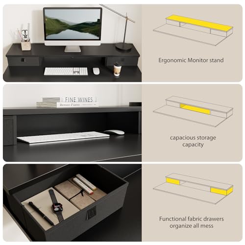 Image of Agilestic 63 x 24 Inches Electric Standing Desk with 2 Storage Drawers, Stand Up Desk Adjustable Height, Sit and Stand Computer Table with Splice Board, White