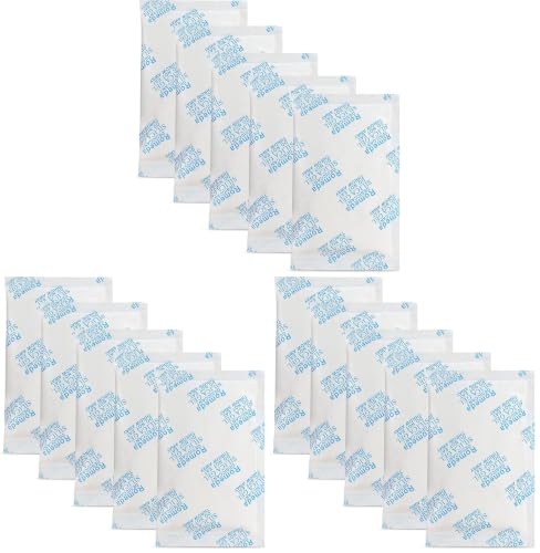 Image of 15 Pcs 20 Gram Silica Gel Packs, Transparent Desiccant, Desiccant Packets for Storage, Moisture Packs for Spices Jewelry Shoes Boxes Electronics Storage (Pack of 3)