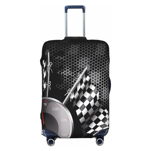 Checkered Flag Racing Print Luggage Covers For Suitcase, Elastic Travel Luggage Covers, Anti-scratch Suitcase Cover Fits 22-24 Inch Luggage