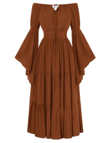 Scarlet Darkness Women Renaissance Ren Faire Dress Peasant Tiered Medieval Costume Orange 2XL