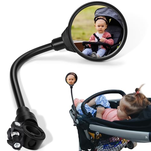 Image of Stroller Mirror, Stroller Accessories Easily Attaches to Most Strollers for See Your Baby, the Perfect Companion for Walking and Jogging Parents