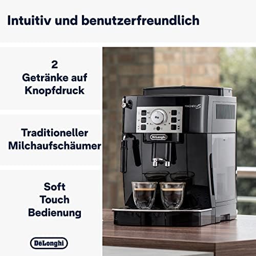 2. Bild von De'Longhi Magnifica S ECAM 22.110.B Kaffeevollautomat mit Milchaufschäumdüse für Cappuccino, mit Espresso Direktwahltasten und Drehregler, 2-Tassen-Funktion, 1,8 Liter Wassertank, Schwarz/Silber