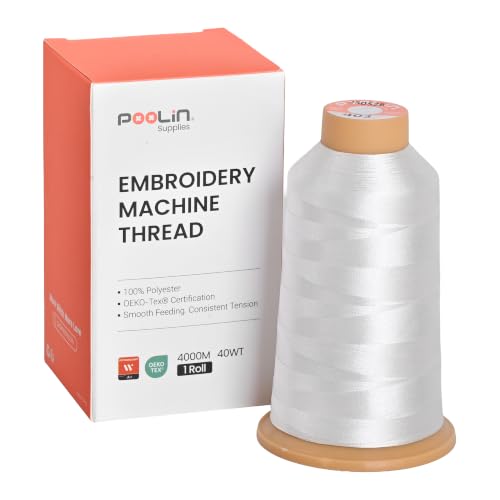 Image of Poolin Polyester Machine Embroidery Thread 4000M 40WT Pure White 0403