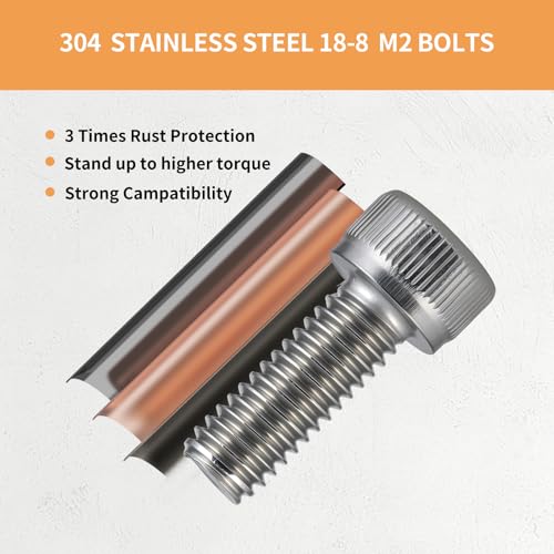 Image of M2 x 20mm Socket Head Cap Screws, 304 Stainless Steel, 200 Pack