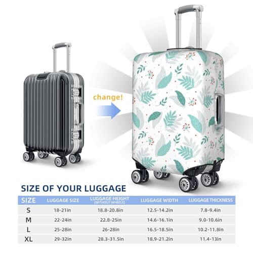 Travel Luggage Cover - Leaf Print Green Washable Suitcase Covers Protector Fits 18-32 Inch Luggage4