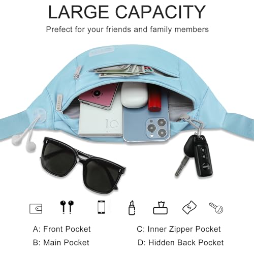 Image of MAXTOP Large Crossbody Fanny Pack with 4-Zipper Pockets,Gifts for Enjoy Sports Festival Workout Traveling Running Casual Hands-Free Wallets Waist Pack Phone Bag Fits All Phones