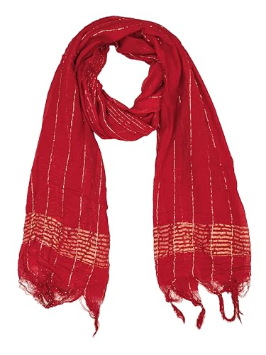 Image of TRENDMALLS Women's Chinon Silk Golden Zari Weaving Stripes Design Dupatta