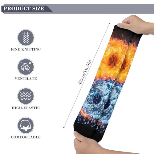 Fire and Water - Yin Yang Over The Calf Socks for Men and Women Lightweight Mid Socks Athletic Running Stockings4