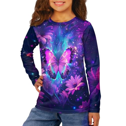 Image of Girls Basic Tee Shirts Outdoor Long Sleeve Shirt Winter Clothes Size 3-16 Top Fall Clothes Gift for Holiday