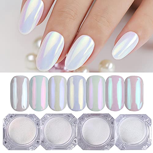 5 Boxes Pearl Powder Nail Art Glitter Mirror Effect Chrome Pigment Uv Gel Polish Shimmer Dip Dust Nail Art Decoration Nail Kit Chrome Powder For Nails (5Pcs Chrome Nail Powder) #TOP6