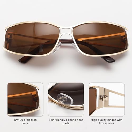 Y2k Sunglasses for Women,Fashion Metal Y2k Glasses,Trendy 2000S Sunglasses Aesthetics Y2k Accessories for Women4