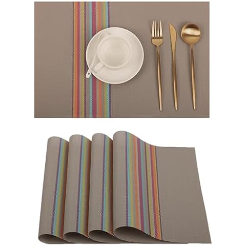 YOSICHY Striped Vinyl Placemats Set of 4 Cover