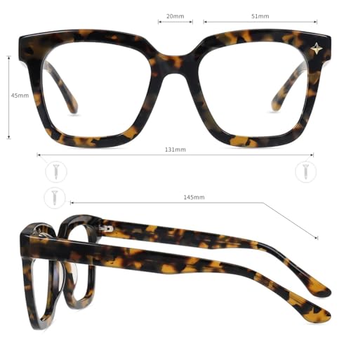 Image of Firmoo Oversized Blue Light Glasses for Women Men Large Frame Anti Eyestrain & UV Protection Computer Gaming Blue Blocker Eyeglasses(Tortoise)