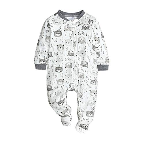 ZFTTZYMX Baby Boys Girls Graphic Zipper Romper, Infant Long Sleeve Footies Bodysuit One Piece Pajamas Jumpsuit