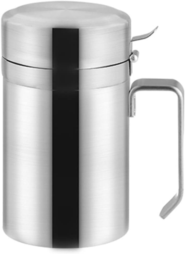 Oil Can Stainless Steel Olive Oil Dispensers Bottle, 550ML Oil Dispenser Pot Leak Proof Oil Salad Storage Oil Bottles Oil Container with Lid for Kitchen Cooking BBQ (550ML (Wide Handle))