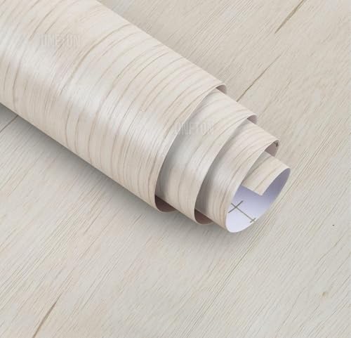 ONETON Wood Wallpaper Realistic Light Oak Wood Grain Contact Self Adhesive Removable Wallpaper Cream Wood Wallpaper for Cabinets Countertop (Oak Wood, 12x72 Inch)