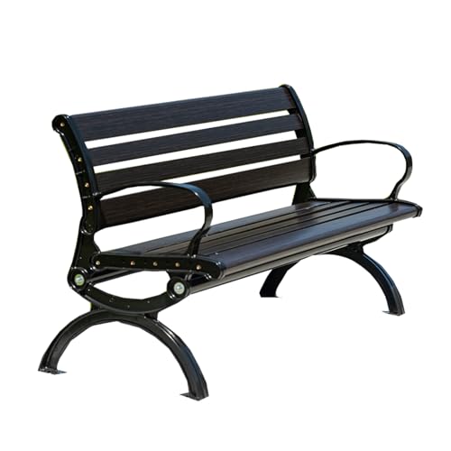 Banc d'extérieur en alliage de zinc 120 cm avec dossier et accoudoirs