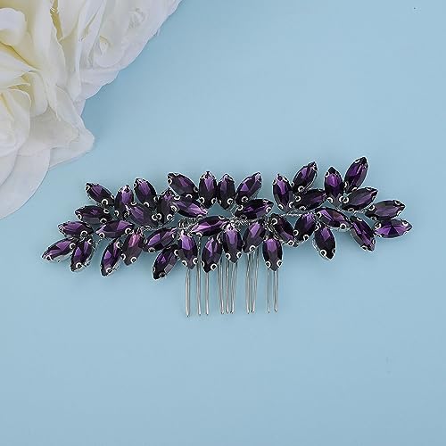 Peine para cabello con cristales morados para boda miniatura 3