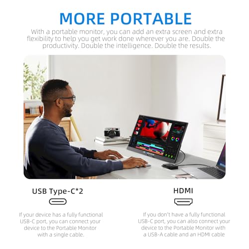 Image of 15.6-inch Portable Monitor, FHD 1080P, Ultra-Slim, Eye Care, External Second Screen, Compatible with laptops, PCs, Mac, and Xbox