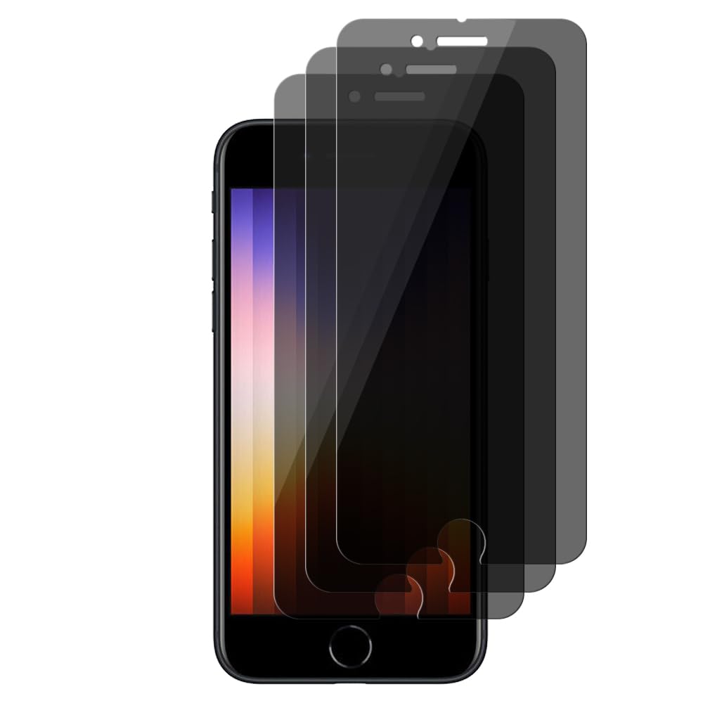 UZWZW 3 Pack Privacy Screen Protector For iPhone SE 3/ SE 2 (2022/2020 Edition) 4.7" Anti Spy Private Tempered Glass