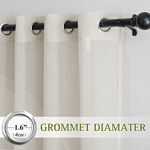 NICETOWN Linen Curtains 135 inches Length for Living Room, Grommet Linen Blend Window Treatments Privacy with Light Filtering for Bedroom/Farmhouse, W52 x L135, 2 Panels, Natural