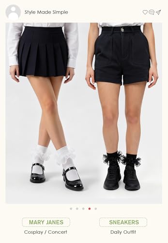 Image of Komorebi Big Ruffle Ankle Socks Women-Lace Frilly Cute Socks-Soft Cotton Girls Sock