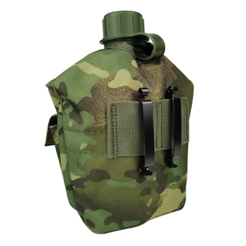 Hsthe Sea Army Water Bottle, 1L Plastic, Green, Military, Fired Heating, Includes Cup and Spork, Perfect for Hiking Camping - Image 3